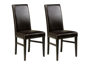 Lot de 2 Chaises - ''RIO'' - H&ecirc;tre Massif - Assise et dossier rembourr&eacute;s tissu Polyester et PVC