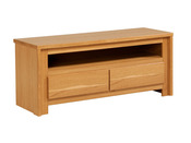 Meuble TV "SACRAMENTO" - MDF plaqué Chêne - 1 niche et 2 tiroirs