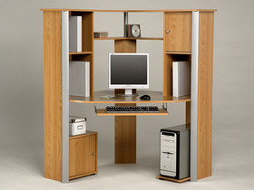 Meubles de complément - Bureau - " DIGI " - Aspect Poirier du Japon - multi-espaces de rangement
