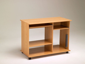 Meubles de complément - Bureau - "TAIWAN" - Aspect Poirier du Japon - 1 étagère, 2 portes-clavier couliss