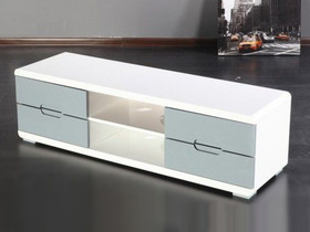 Meuble TV rectangulaire Bloom - MDF - Gris et Blanc