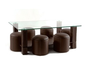 Table basse + 6 poufs "Frida"