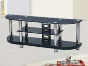Meuble TV rectangulaire arrondi "LCD1" - MDF et verre trempé - Laqué noir