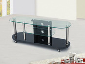 Meuble TV rectangulaire arrondi "LCD2"- MDF et verre trempé - Laqué noir
