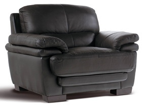 Fauteuil traditionnel "Monza" - cuir vachette + PVC - Noir