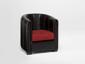 Fauteuil traditionnel en tissu 1 place "Ischia" - Coloris Rouge et Noir