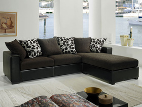 canap&eacute; d'angle tissu 4 places kelly - coloris marron