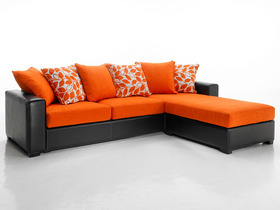 canap&eacute; d'angle tissu 4 places kelly - coloris orange