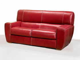 Canapé cuir 3+2 places "Richard" - Coloris rouge