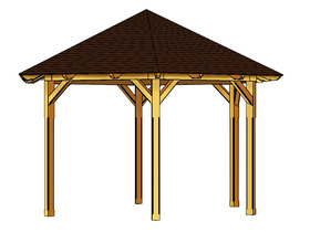 Tonnelle bois " Colmar " - 14.98m² - 3.69 x h 3.57 m