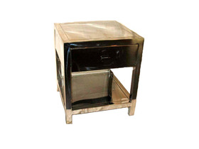 Table de chevet - En acier inoxydable - L 60 x l 40 x h 60 cm