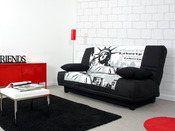 Canapé clic clac "Liberty" - 3 places - Motif Liberty / Uni Noir
