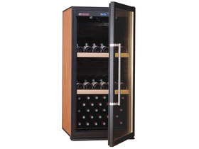 Cave &agrave; vin de vieillissement - 140 bouteilles - Porte en verre - 2 clayettes bois