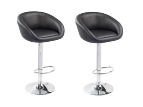 Lot de 2 Tabourets de Bar Noir MARC en Simili Cuir