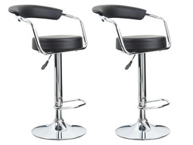 Lot de 2 Tabourets de Bar Noir ALEX en Simili Cuir