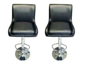 Lot de 2 Tabourets de Bar Noir CHARLY en Simili Cuir