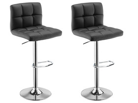 Lot de 2 Tabourets de Bar Noir LUC en Simili Cuir