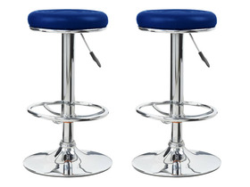 Lot de 2 Tabourets de Bar TONY Bleu en Simili Cuir