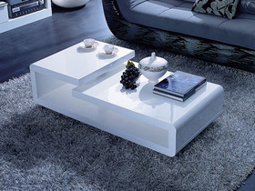 Table basse rectangulaire Morio - MDF laqu&eacute; blanc