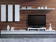 Meuble TV + �l�ments mural Vicia - MDF - Laqu� blanc