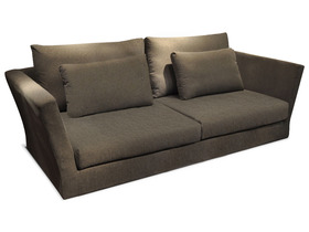 Canap&eacute; fixe tissu L&eacute;a - 3 places - couleur Taupe