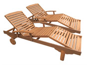 Bain de soleil pliant en bois exotique "Singapour" - Maple - Marron clair - Lot de 2