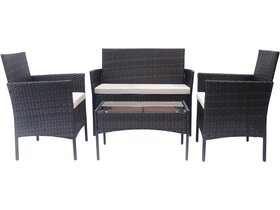 Salon de jardin bas "Khaty" - 4 places - Marron